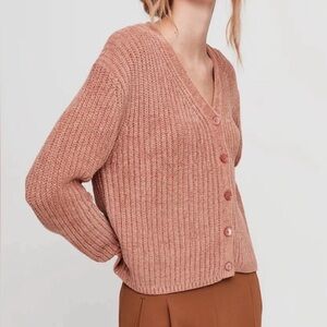 Wilfred Dusty Rose Chunky Knit Cardigan Sweater Button Down XS